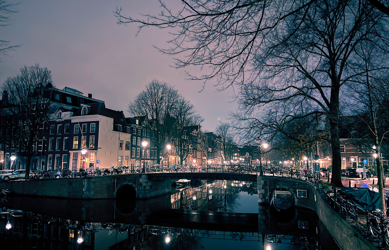A view of West-Indische Huisbrug, Amsterdam. December 2021